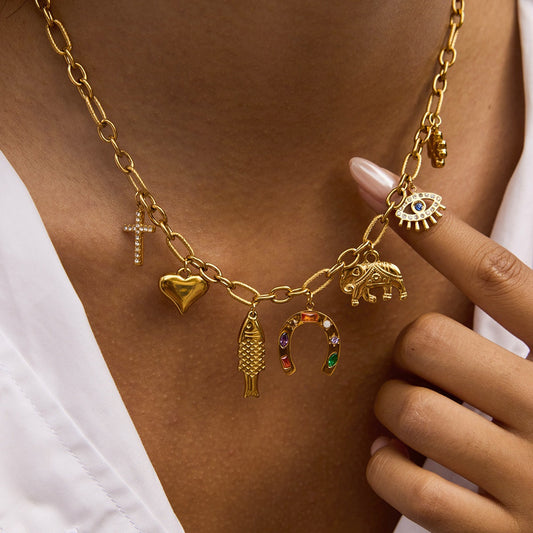 18K Gold Plated Titanium Steel DIY Pendant Necklace, A Luxurious And Sophisticated Clavicle Chain