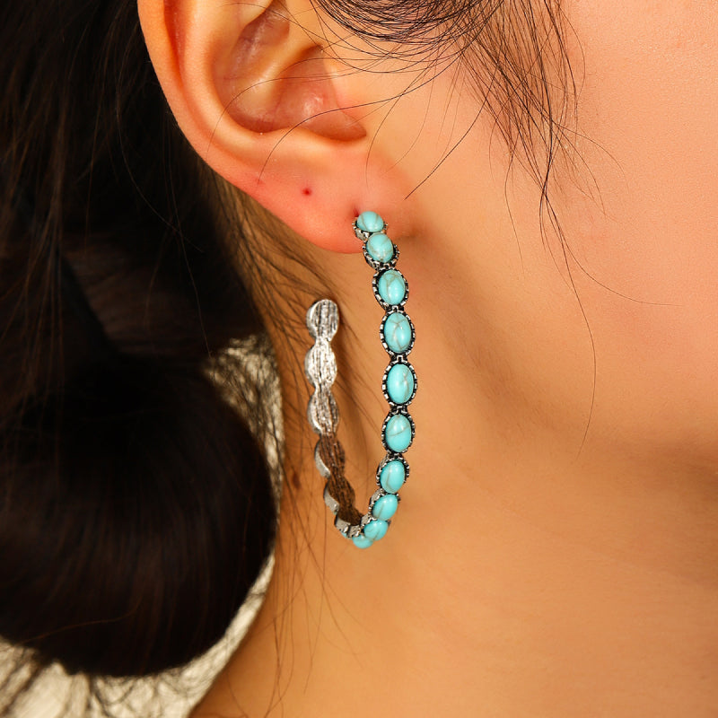 Turquoise C-Hoop Earrings Bumpkin Ranchwear