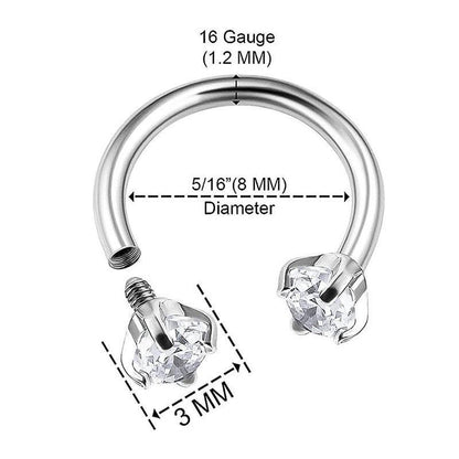 Piercing Jewelry Round Double-Zircon Nose Ring