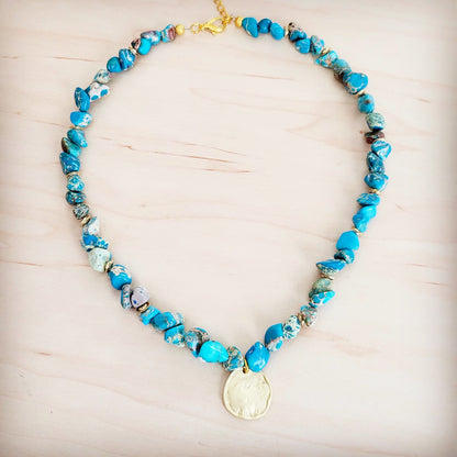 Regalite Collar Necklace w/ Matte Gold Coin Charm 263k