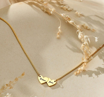 Heart-shaped interlocking custom name necklace