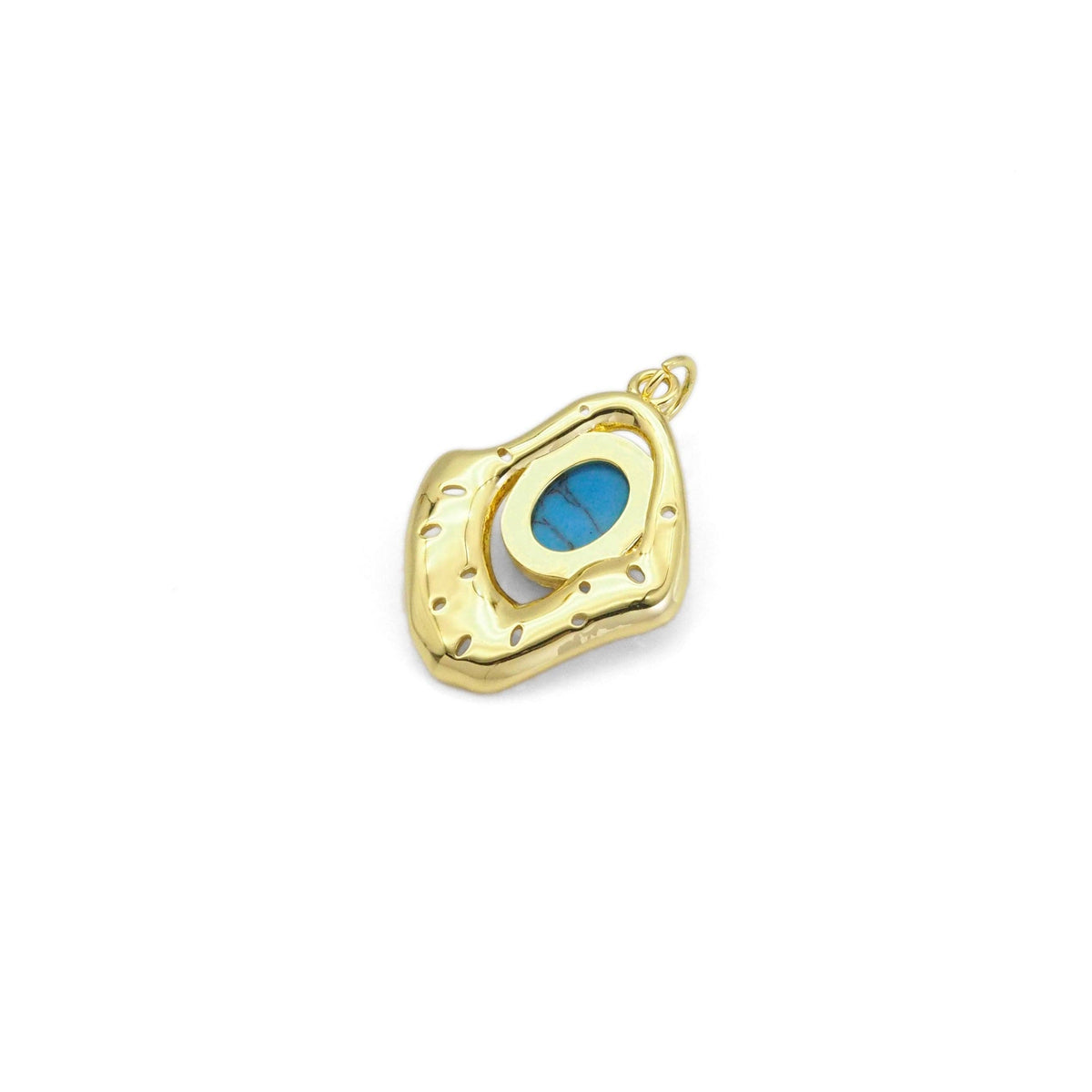 Gold Turquoise Malachite Stone Charm, Sku#Y798