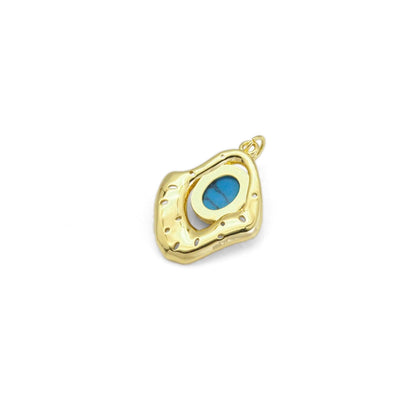 Gold Turquoise Malachite Stone Charm, Sku#Y798
