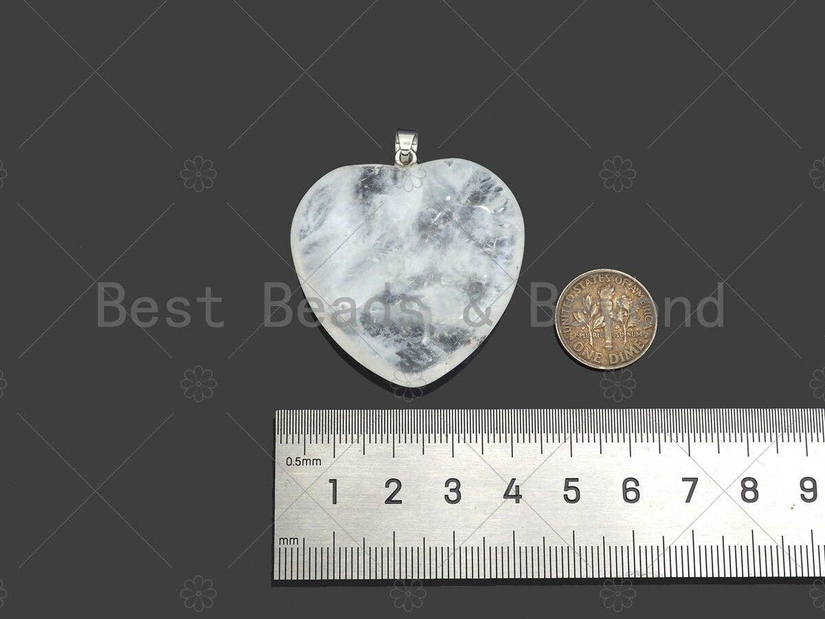High Quality Natural Druzy Agate Heart Pendant, Clear Blue Necklace Agate Pendant, 40mm,Sku#YK14