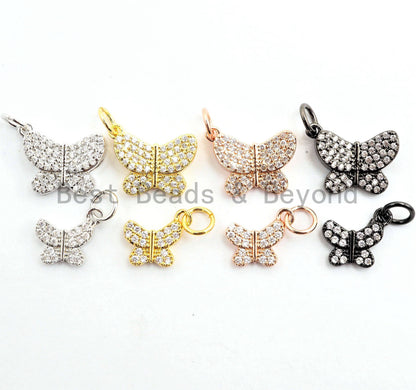 CZ Micro Pave Butterfly Pendant/Charm,Cubic Zirconia Paved Charm, Necklace Bracelet Charm Pendant,7x9/10x13mm, sku#Y153