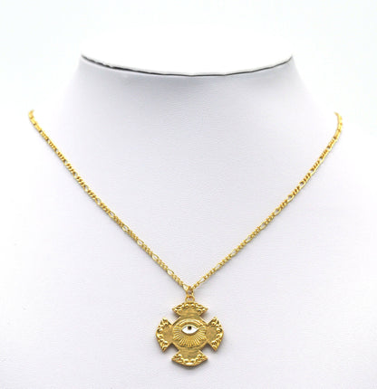 Enamel Evil Eye On Cross Charm, Sku#Y697