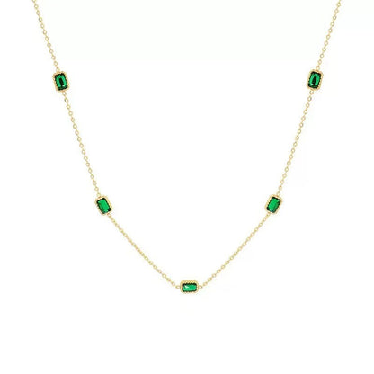 Non-fading Titanium Steel, Trendy And Niche Instagram-style, Light Luxury With A Premium Feel18K Gold Sugar-cube Emerald Set, Exquisitely Crafted And Versatile For Women This Summer