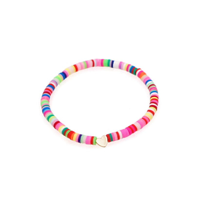 Stylish CCB Womens Heart-Shaped Colorful Beaded Bracelet