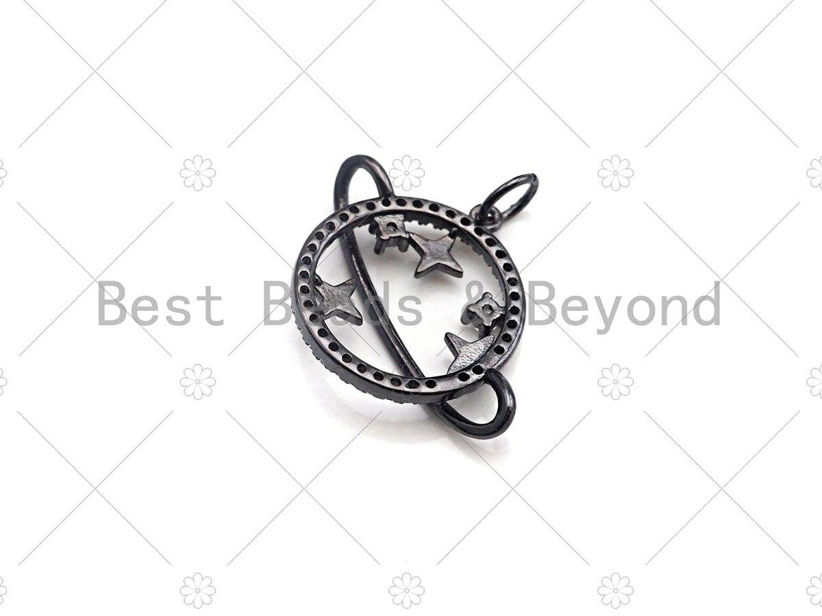 CZ Micro Pave Earth Star Planet Pendant/Charm, Cubic Zirconia Spacer Pendant Charm, 18x22mm,sku#Y250