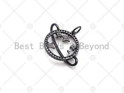 CZ Micro Pave Earth Star Planet Pendant/Charm, Cubic Zirconia Spacer Pendant Charm, 18x22mm,sku#Y250