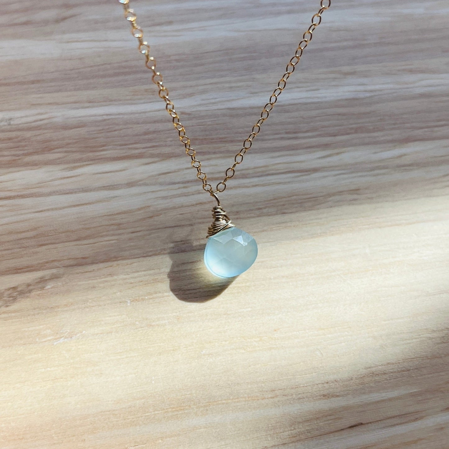 14k gold filled or sterling silver AQUA CHALCEDONY NECKLACE