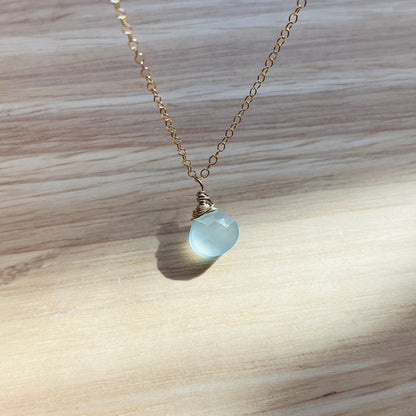 14k gold filled or sterling silver AQUA CHALCEDONY NECKLACE