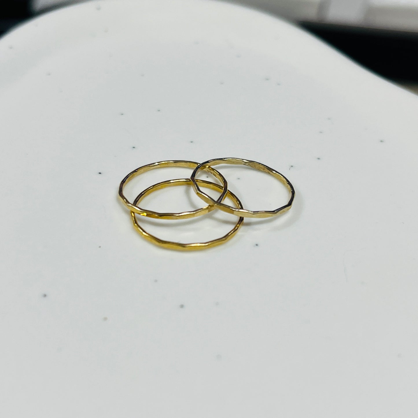 14k gold filled or sterling silver HAMMERED STACKING RING SET