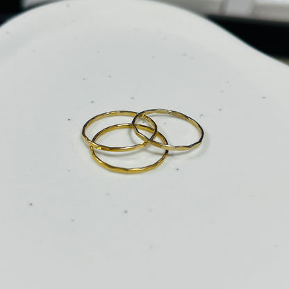 14k gold filled or sterling silver HAMMERED STACKING RING SET