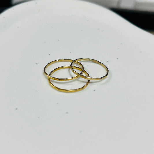 14k gold filled or sterling silver HAMMERED STACKING RING SET