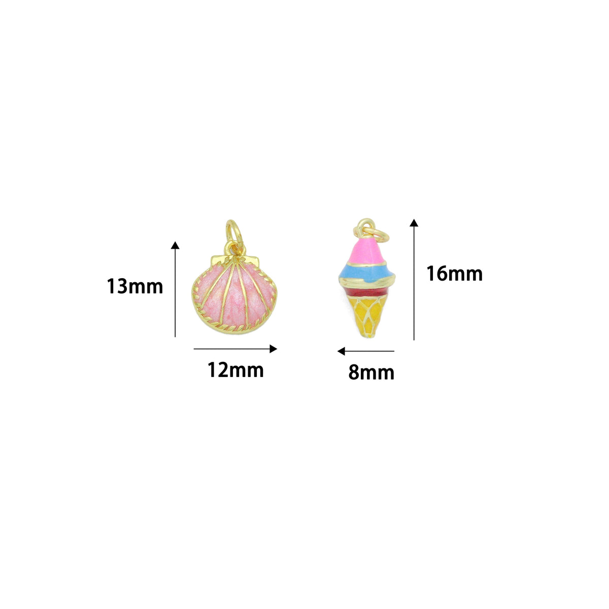 Colorful Enamel Shell Icecream Pendant charm, Sku#A509