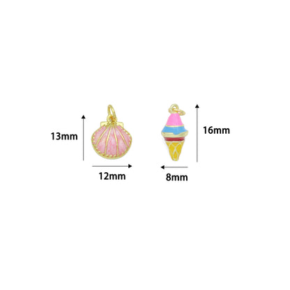 Colorful Enamel Shell Icecream Pendant charm, Sku#A509