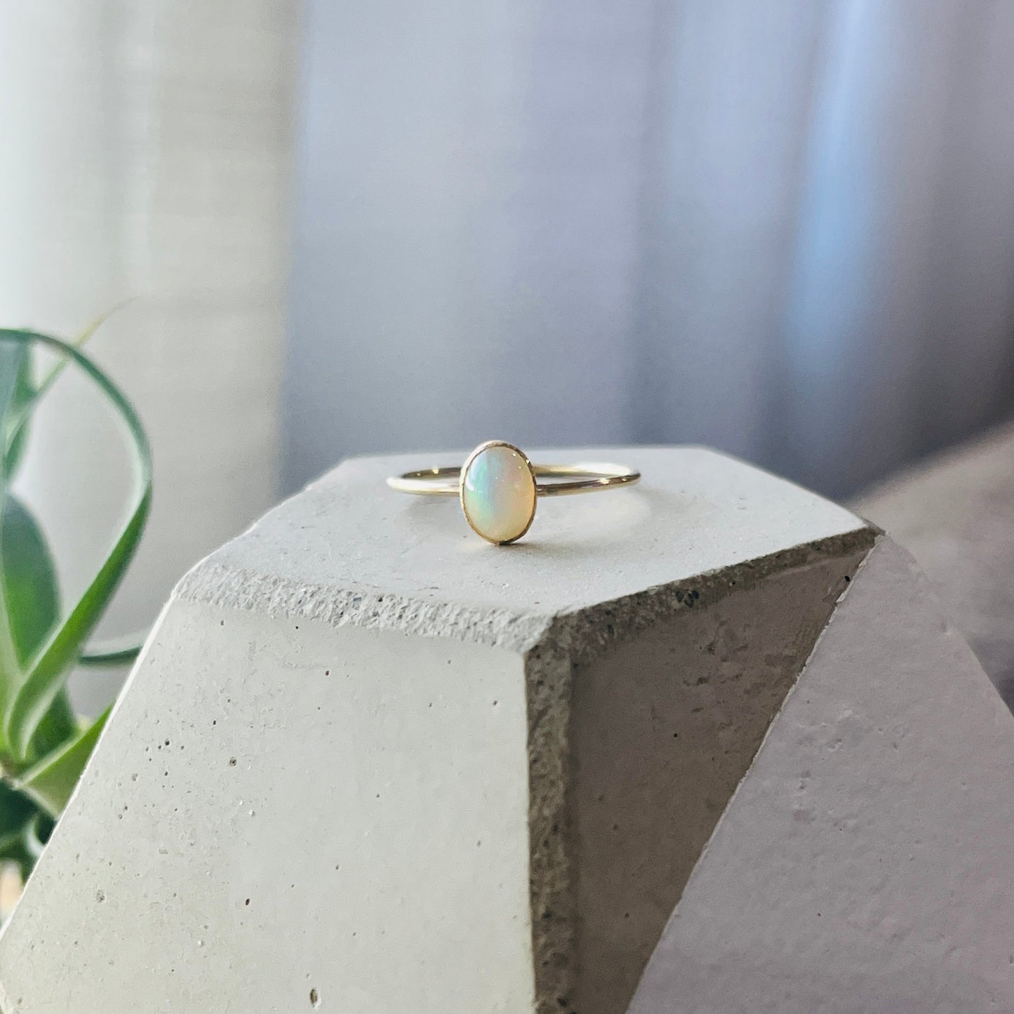 14k gold filled LARGE OVAL ETHIOPIAN OPAL GEMSTONE RING