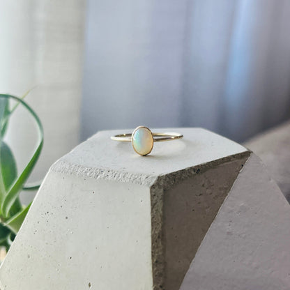 14k gold filled LARGE OVAL ETHIOPIAN OPAL GEMSTONE RING