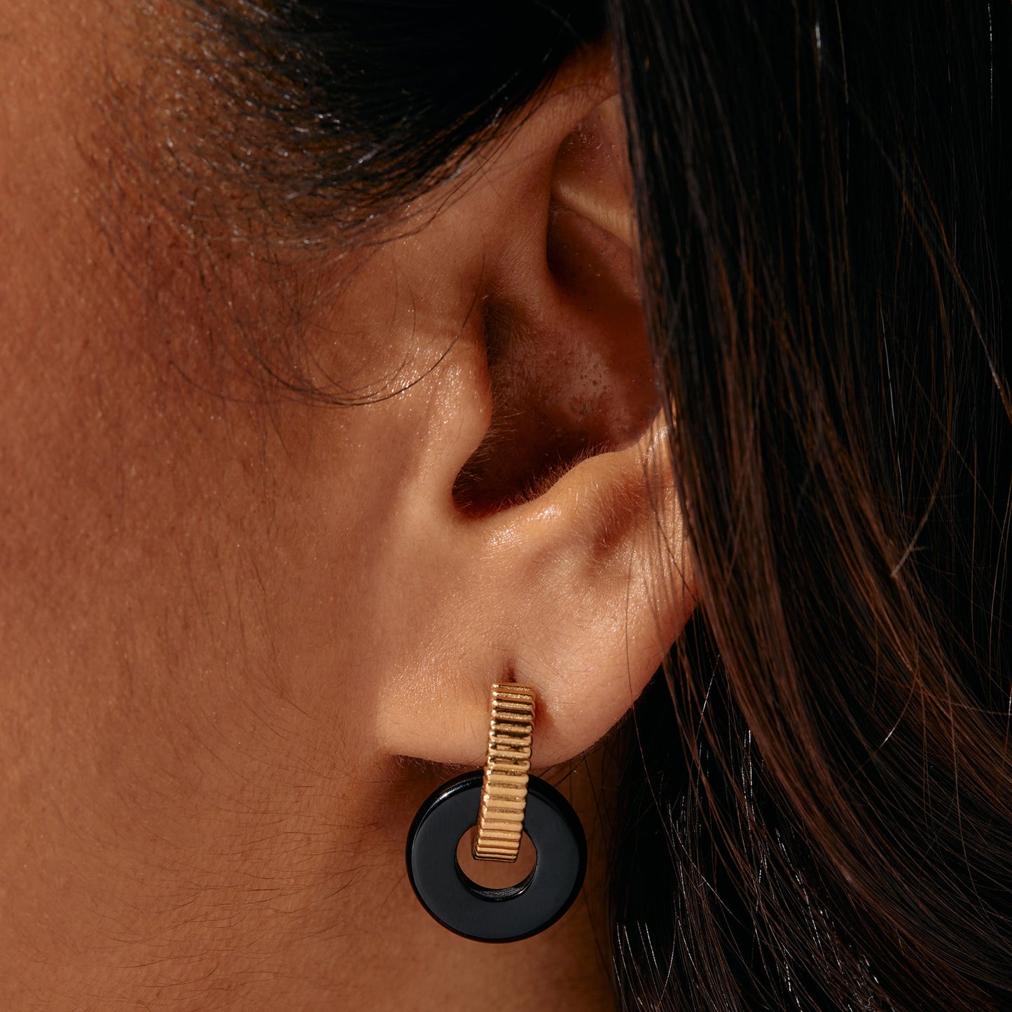 Black Onyx Textured Earrings ALEX AND ANI