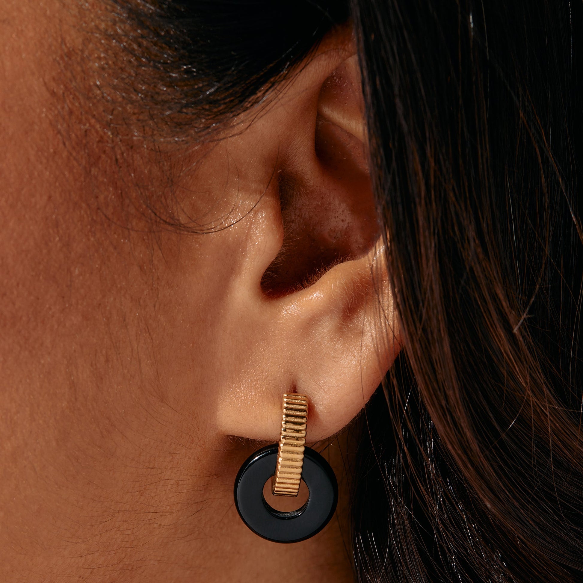 Black Onyx Textured Earrings ALEX AND ANI