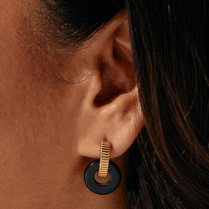 Black Onyx Textured Earrings ALEX AND ANI