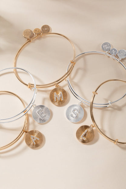 Initial S Pave Starburst Texture Bangle ALEX AND ANI