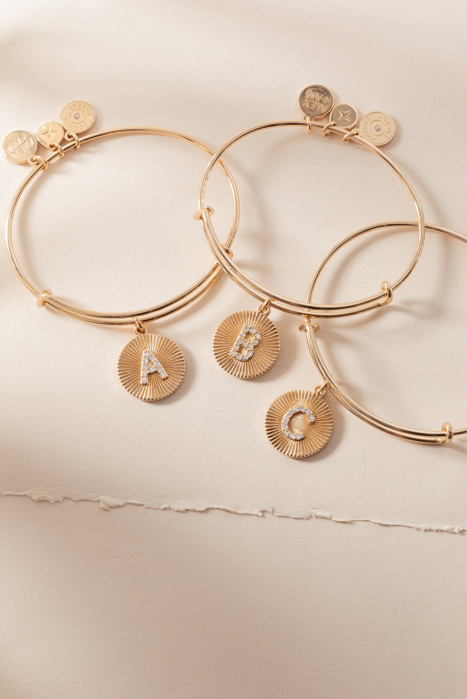 Initial A Pave Starburst Texture Bangle ALEX AND ANI