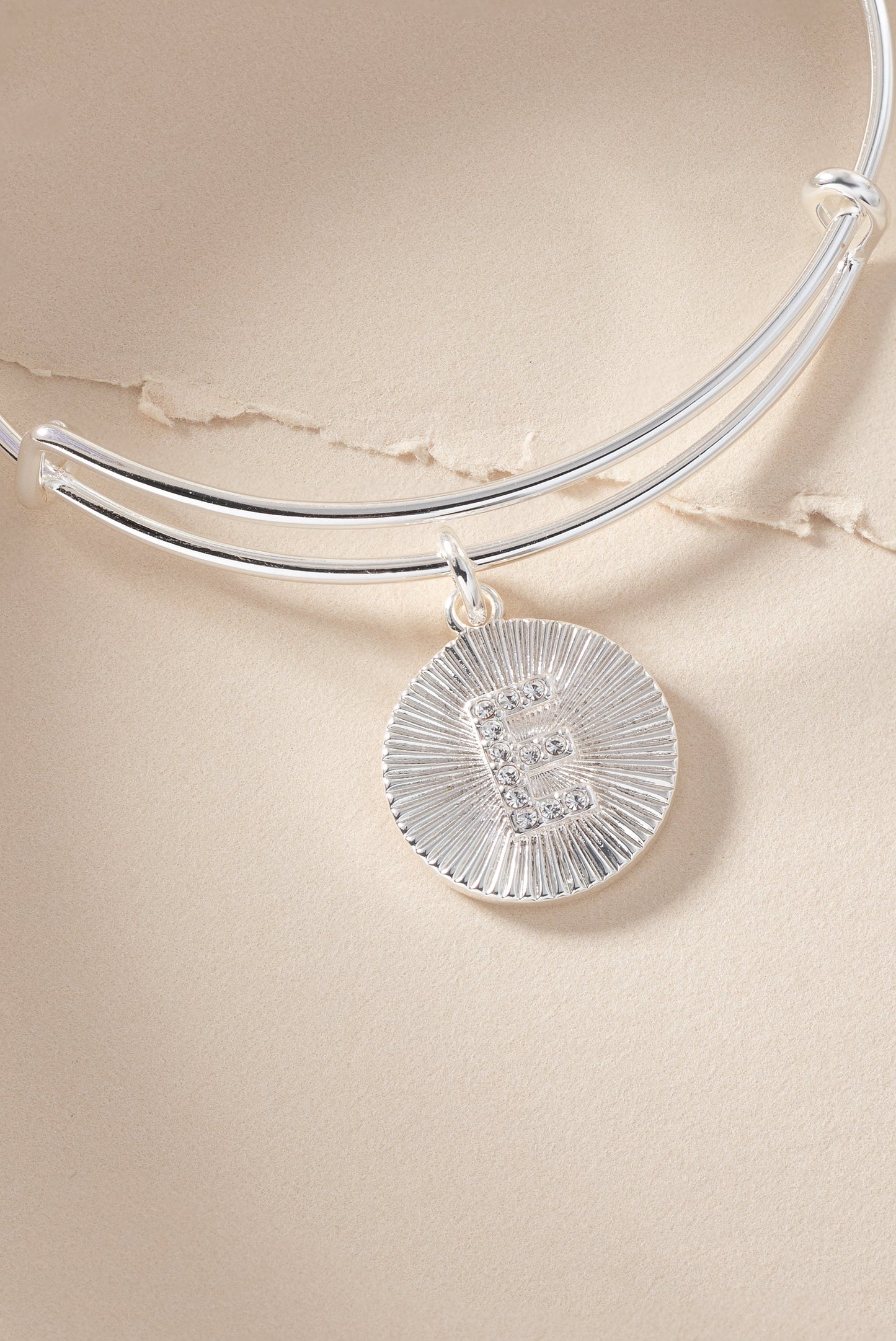 Initial E Pave Starburst Texture Bangle ALEX AND ANI