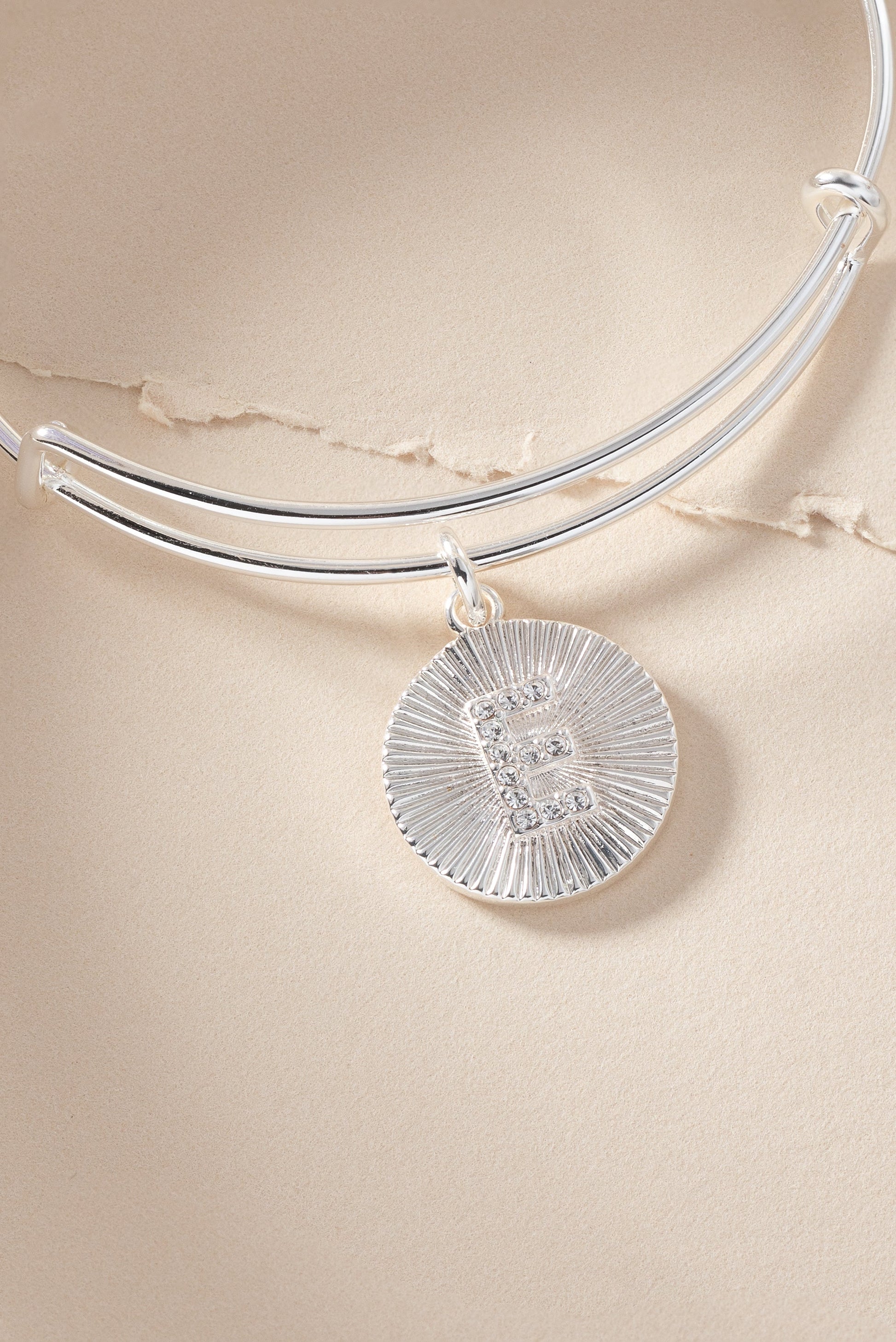 Initial E Pave Starburst Texture Bangle ALEX AND ANI