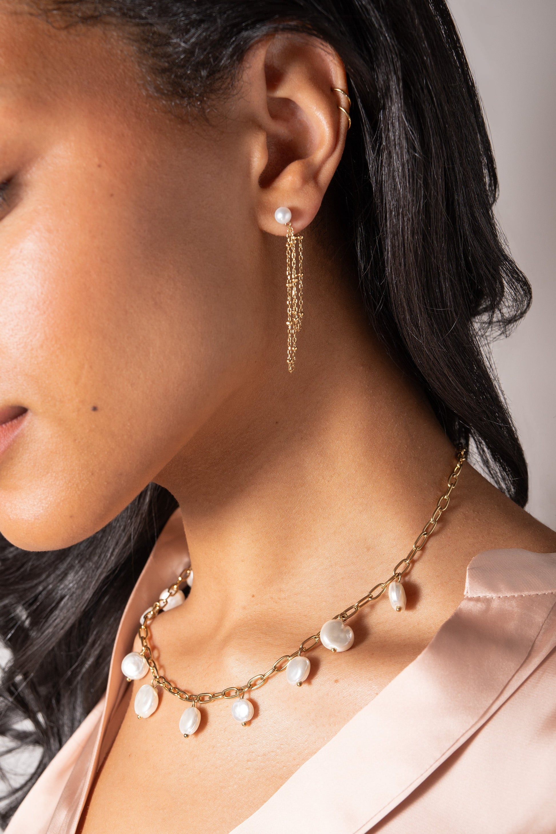 Freshwater Pearl Front-and-Back Earrings ALEX AND ANI