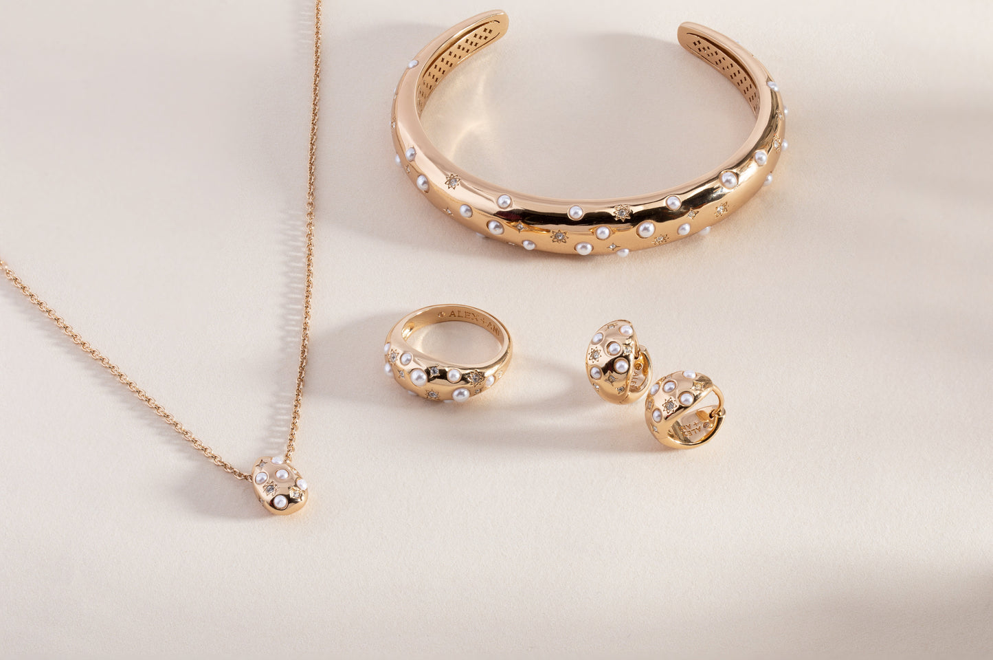 Pearl and Crystal Huggie Hoop Earrings ALEX AND ANI