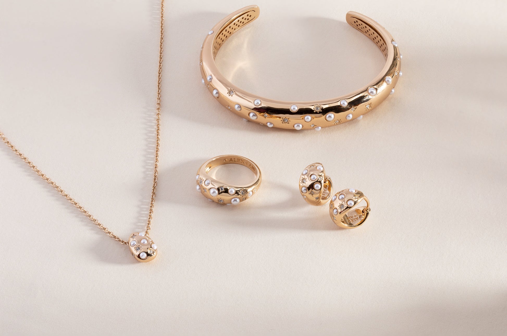 Pearl and Crystal Huggie Hoop Earrings ALEX AND ANI