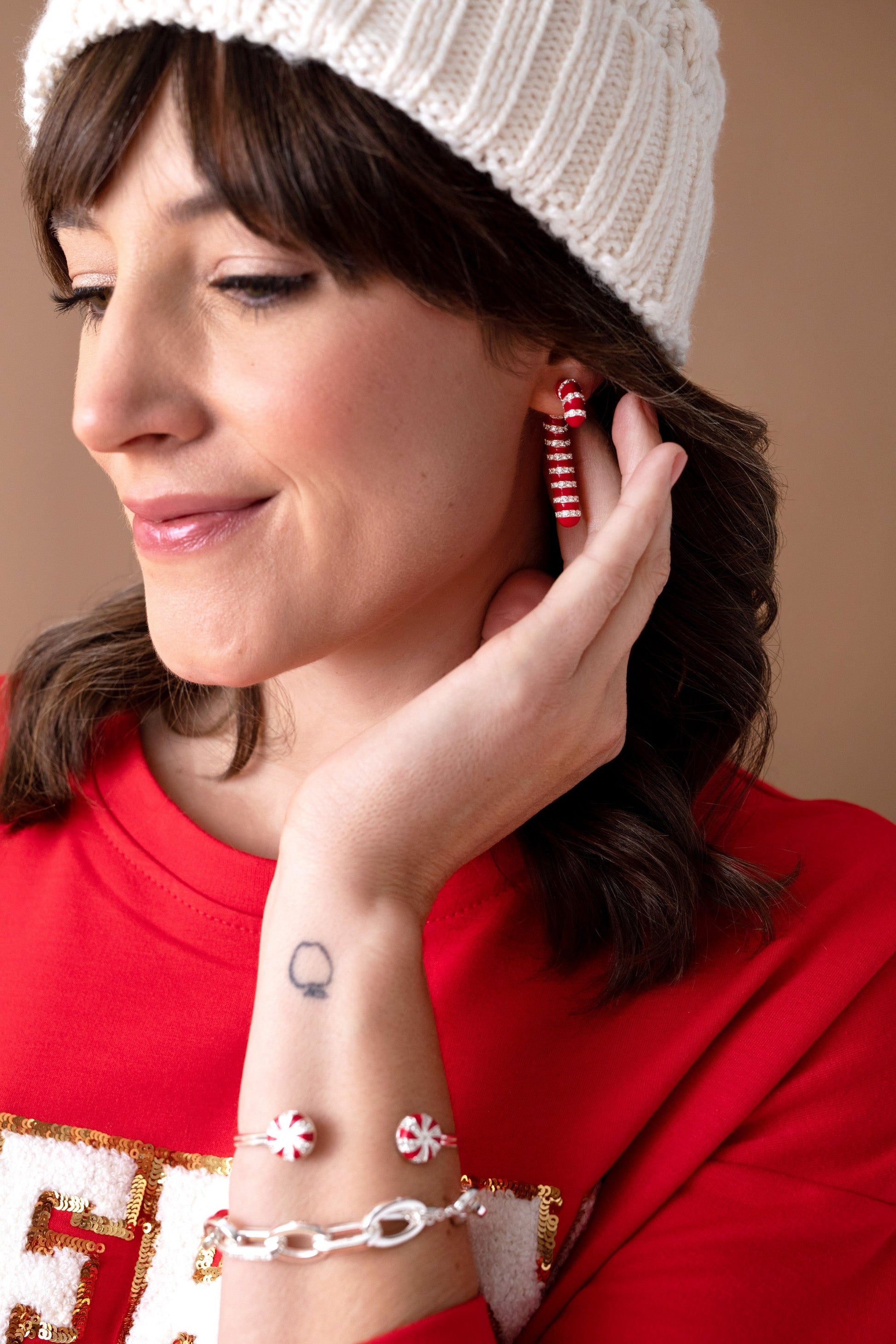 Candy Cane Front-Back Earrings ALEX AND ANI