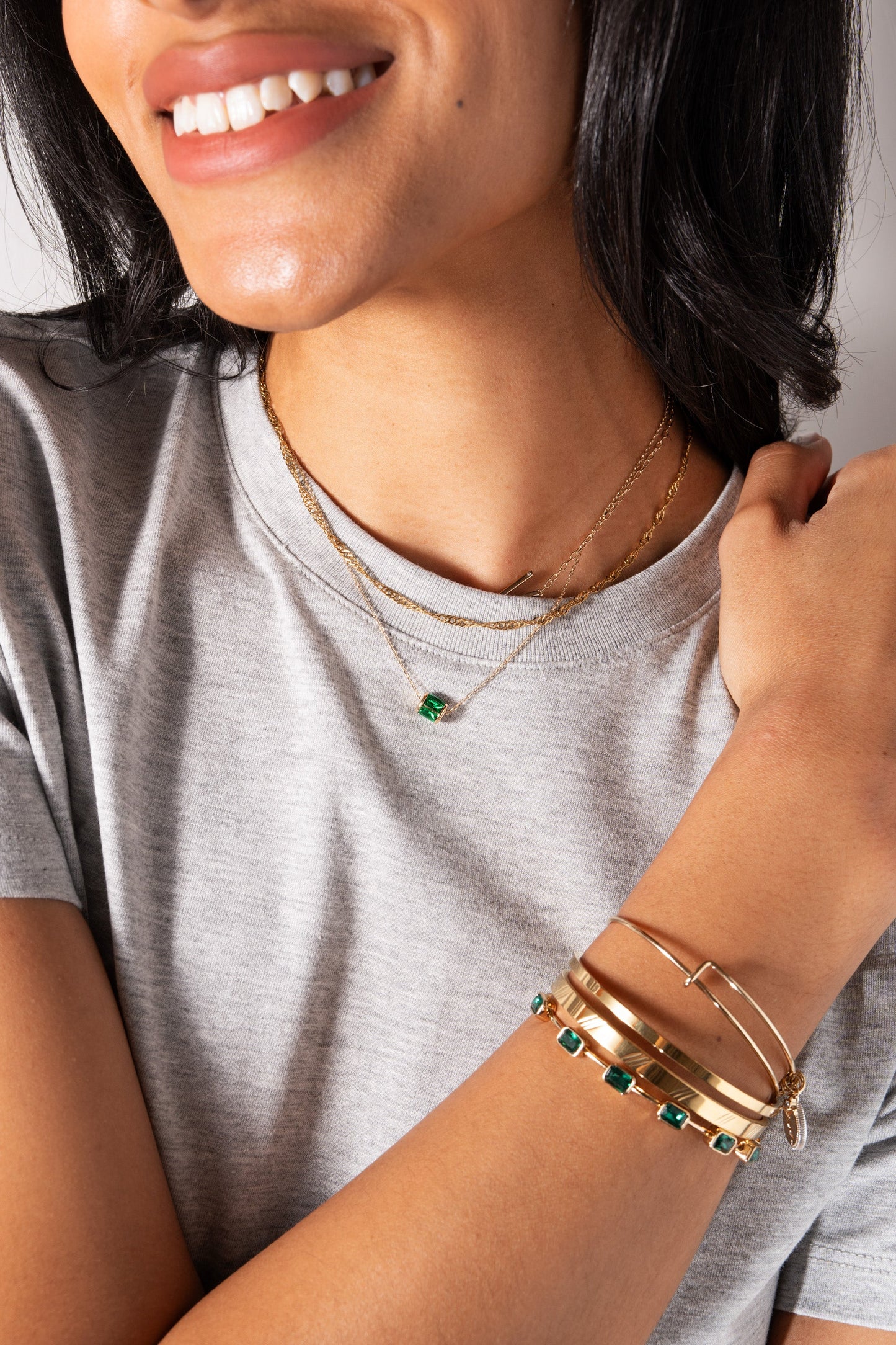 May Birthstone Emerald Cut Bangle ALEX AND ANI