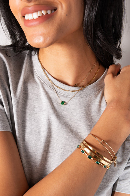 May Birthstone Emerald Cut Bangle ALEX AND ANI