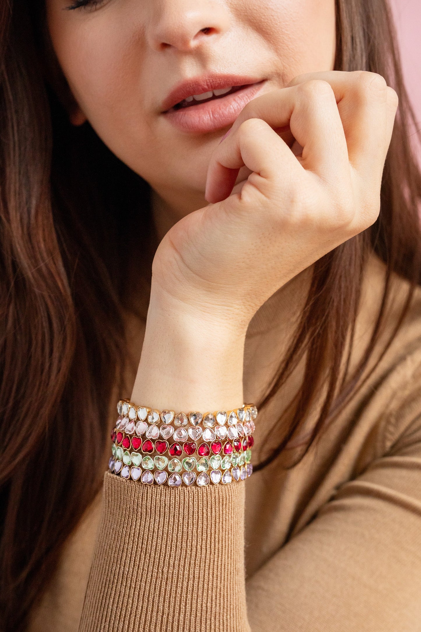 Pink Crystal Heart Stretch Bracelet ALEX AND ANI