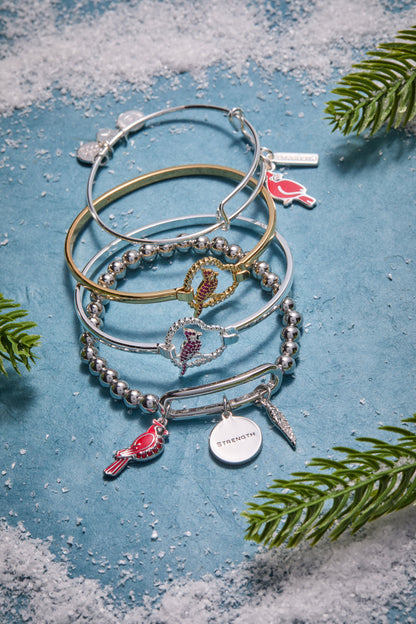 'Strength' Cardinal Duo Charm Bangle Bracelet ALEX AND ANI
