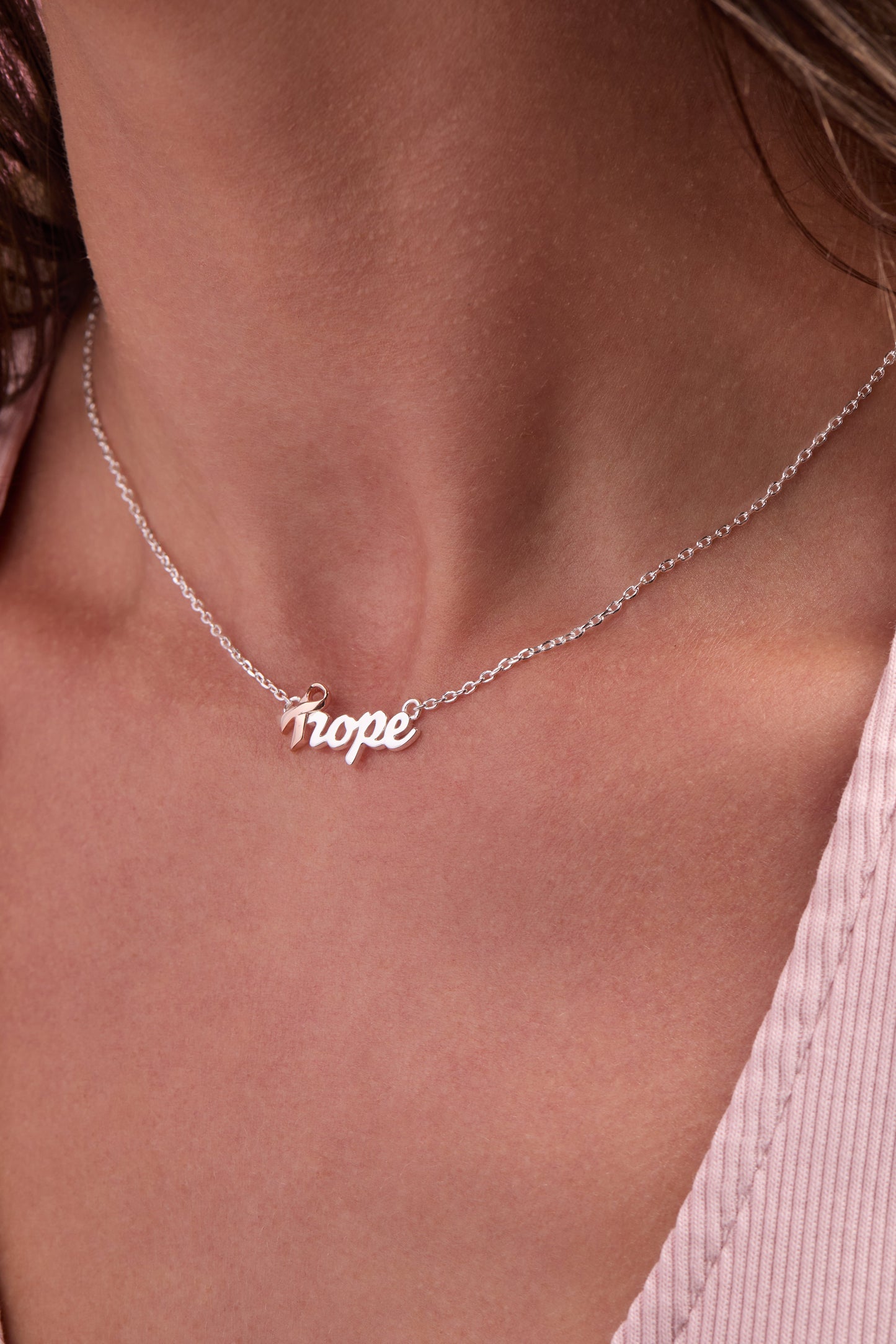 'Hope' Breast Cancer Awareness Pink Ribbon Necklace ALEX AND ANI