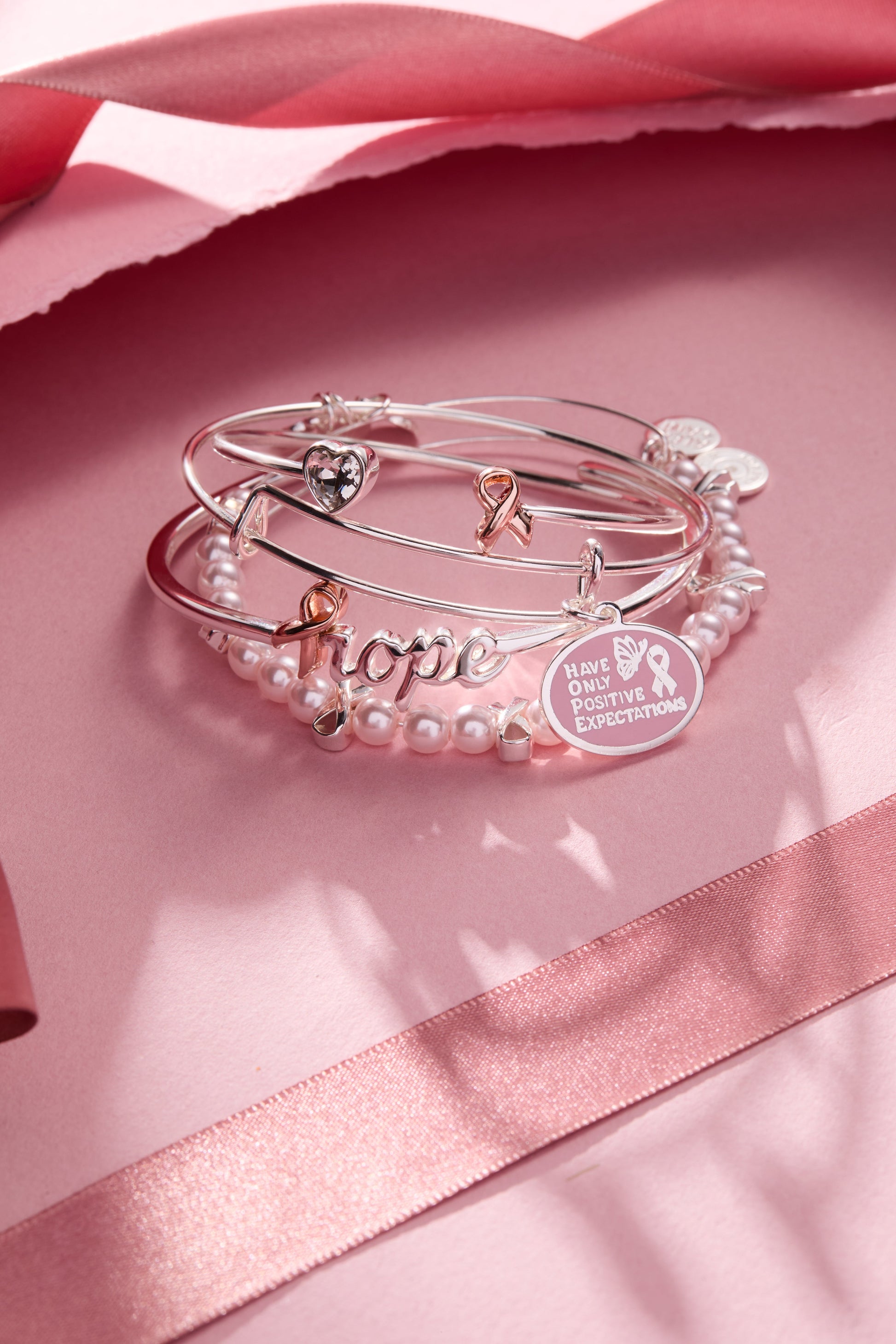 Breast Cancer Awareness Pink Ribbon Flex Cuff ALEX AND ANI