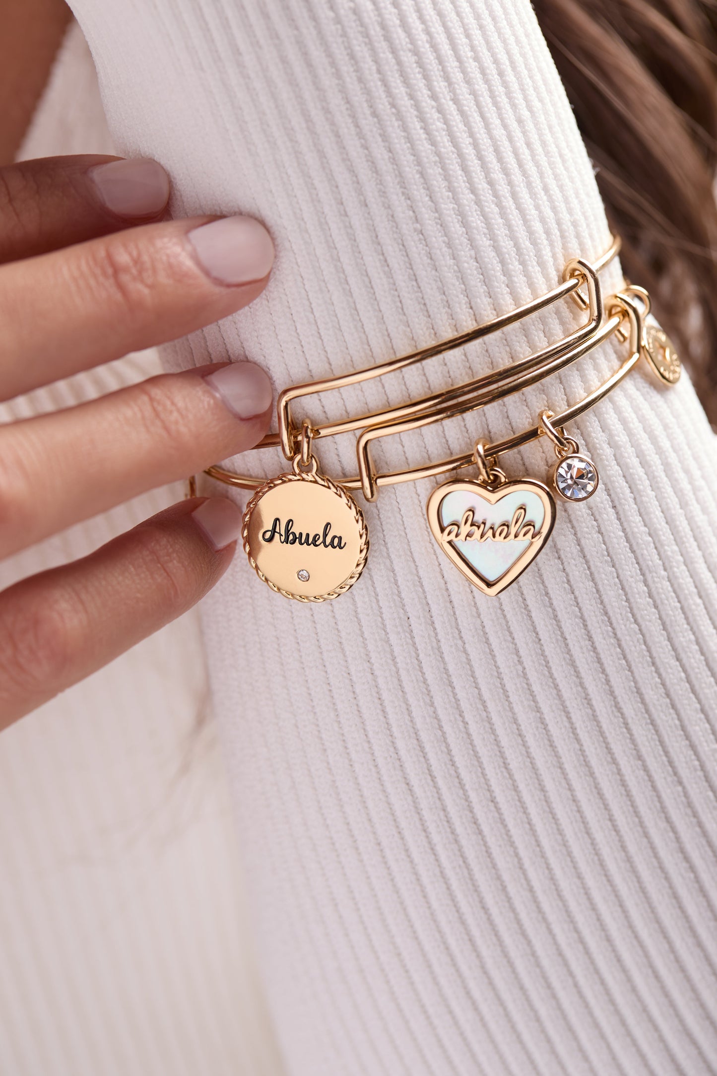 Abuela Mother of Pearl Heart Charm Bangle ALEX AND ANI