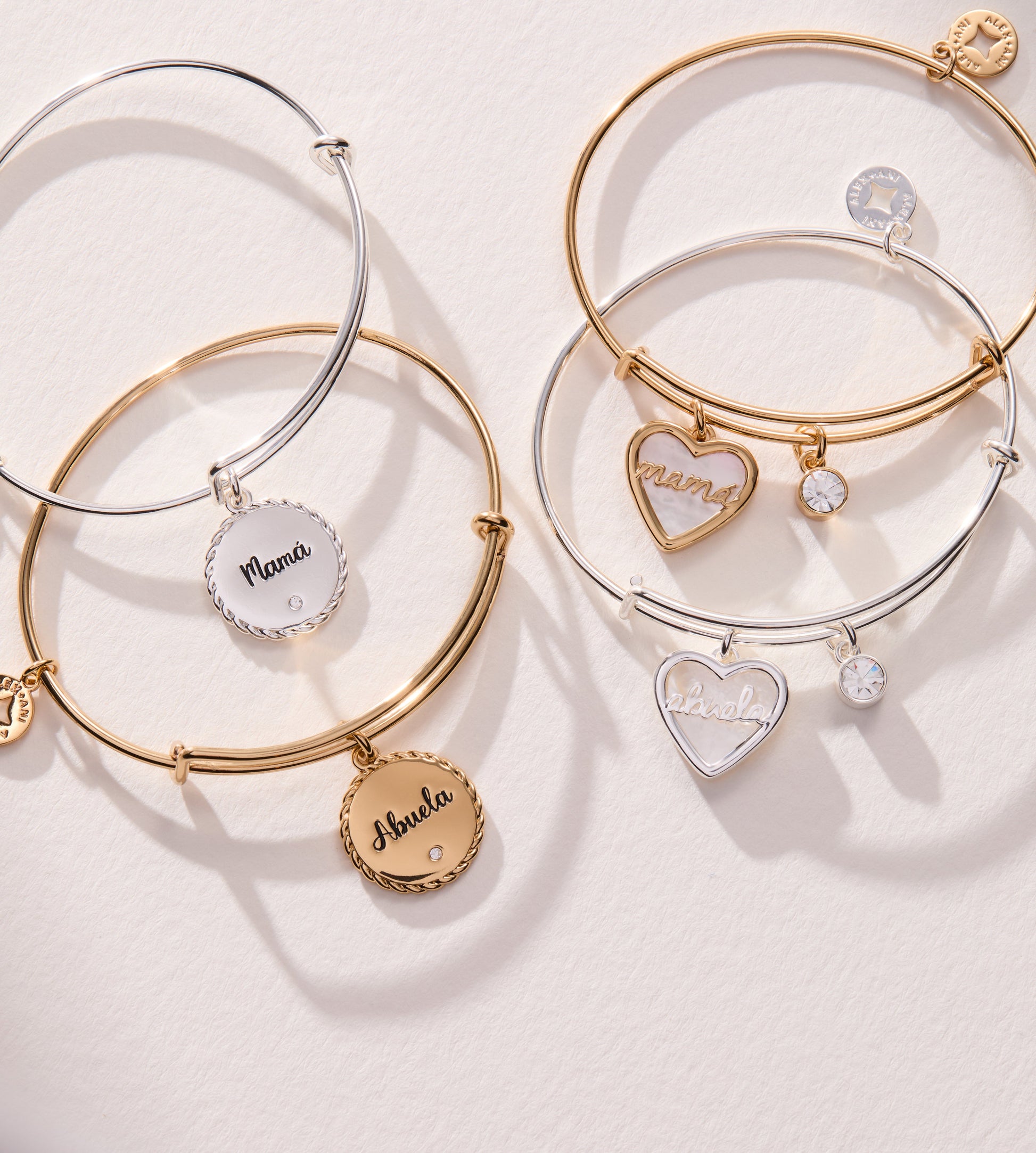 Abuela Mother of Pearl Heart Charm Bangle ALEX AND ANI