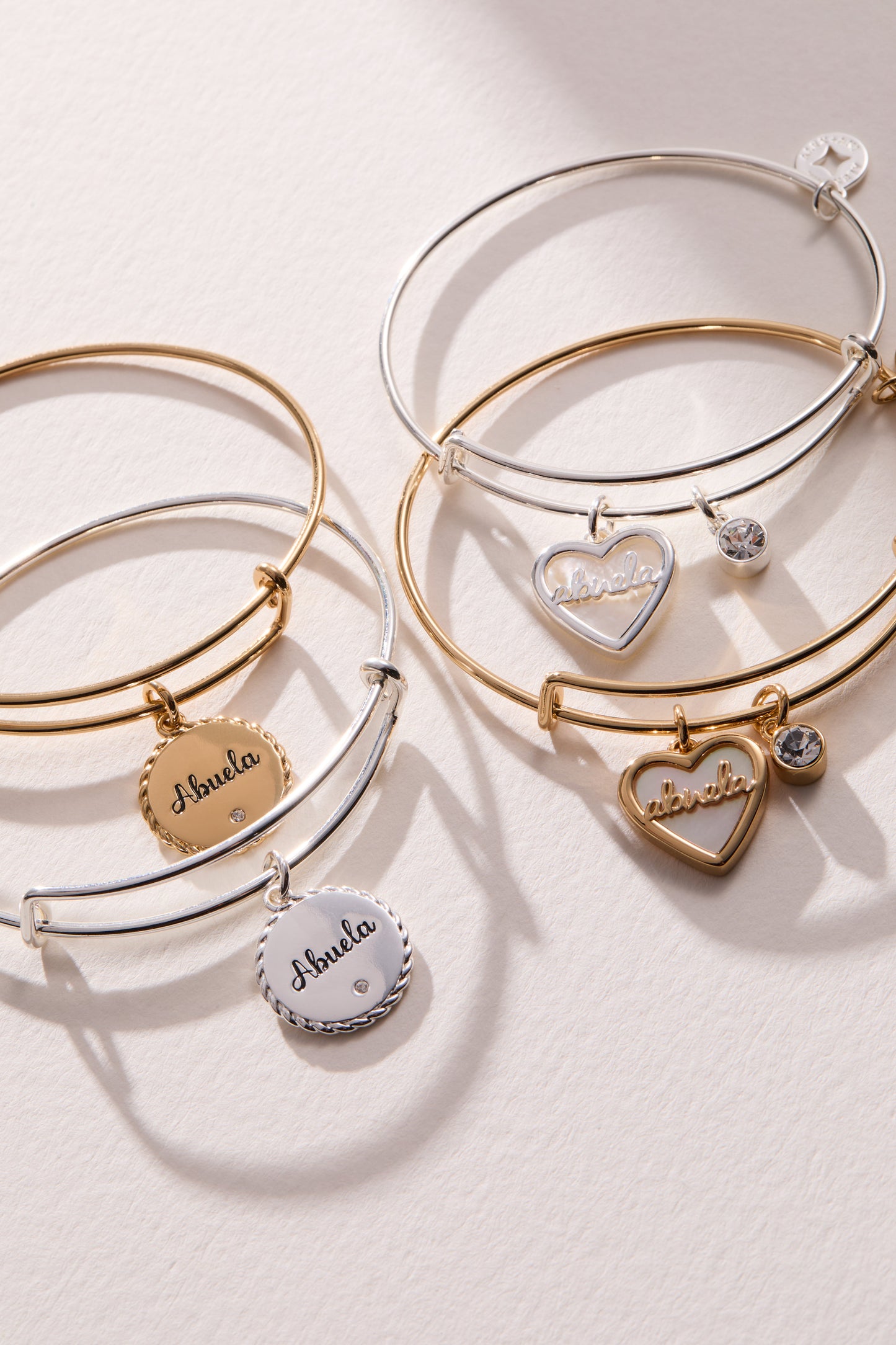 Abuela Mother of Pearl Heart Charm Bangle ALEX AND ANI