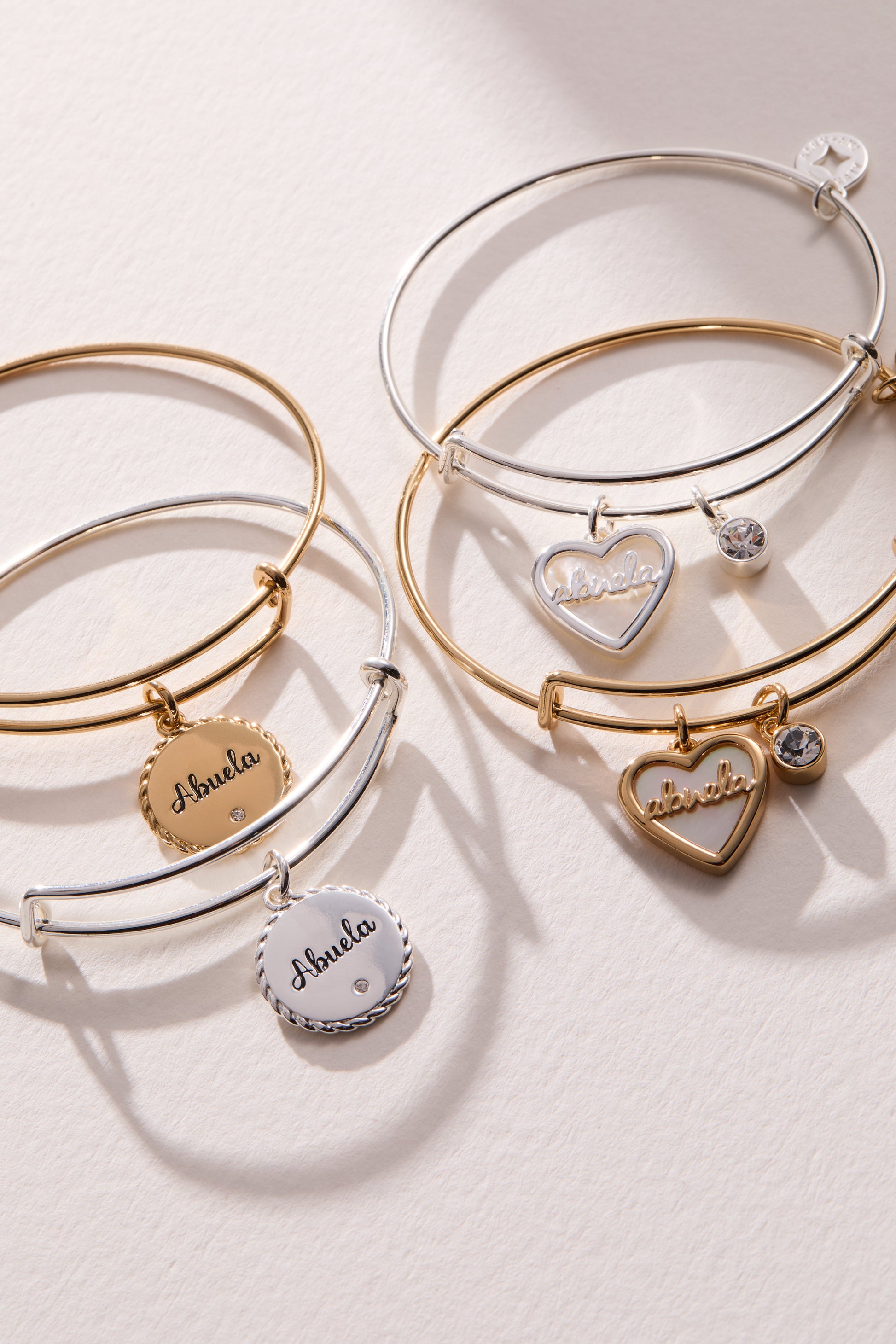 Abuela Mother of Pearl Heart Charm Bangle ALEX AND ANI
