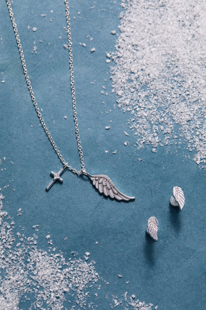 Faith Cross and Angel Wing Charm Necklace ALEX AND ANI