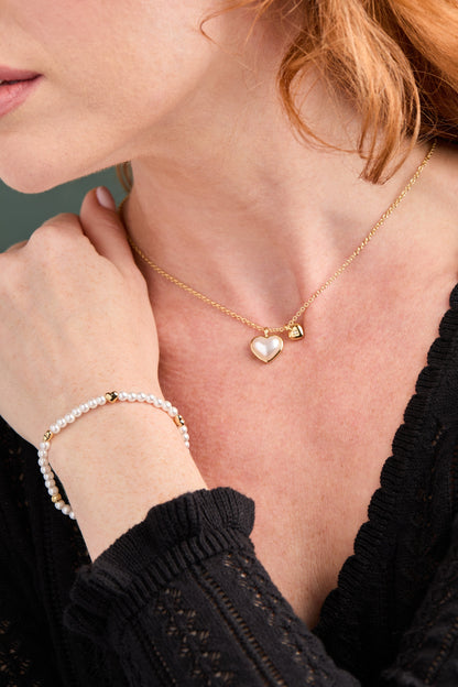 Pearl Heart Duo Charm Necklace ALEX AND ANI