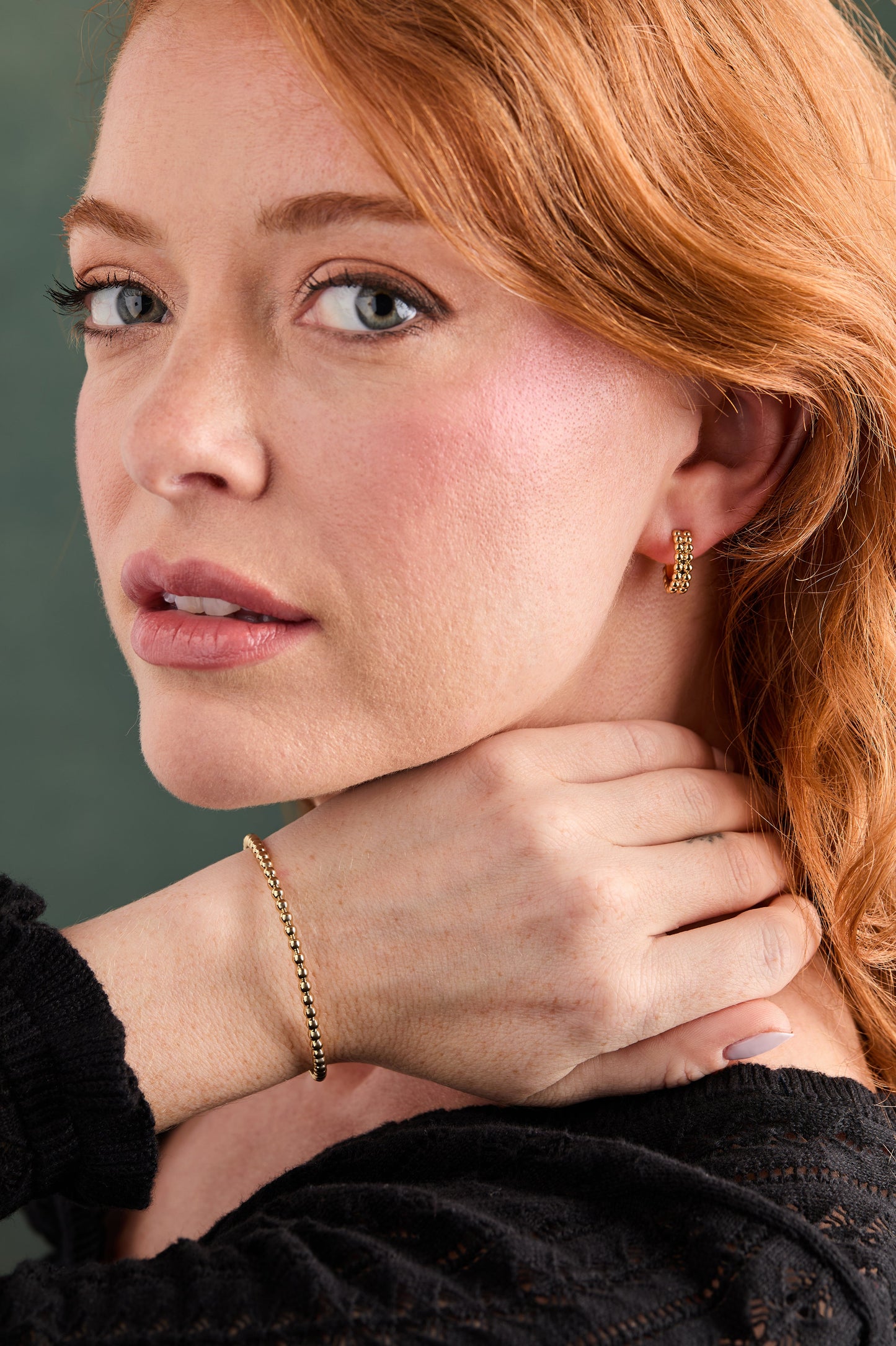Gold Beaded Huggie Hoop Earring ALEX AND ANI