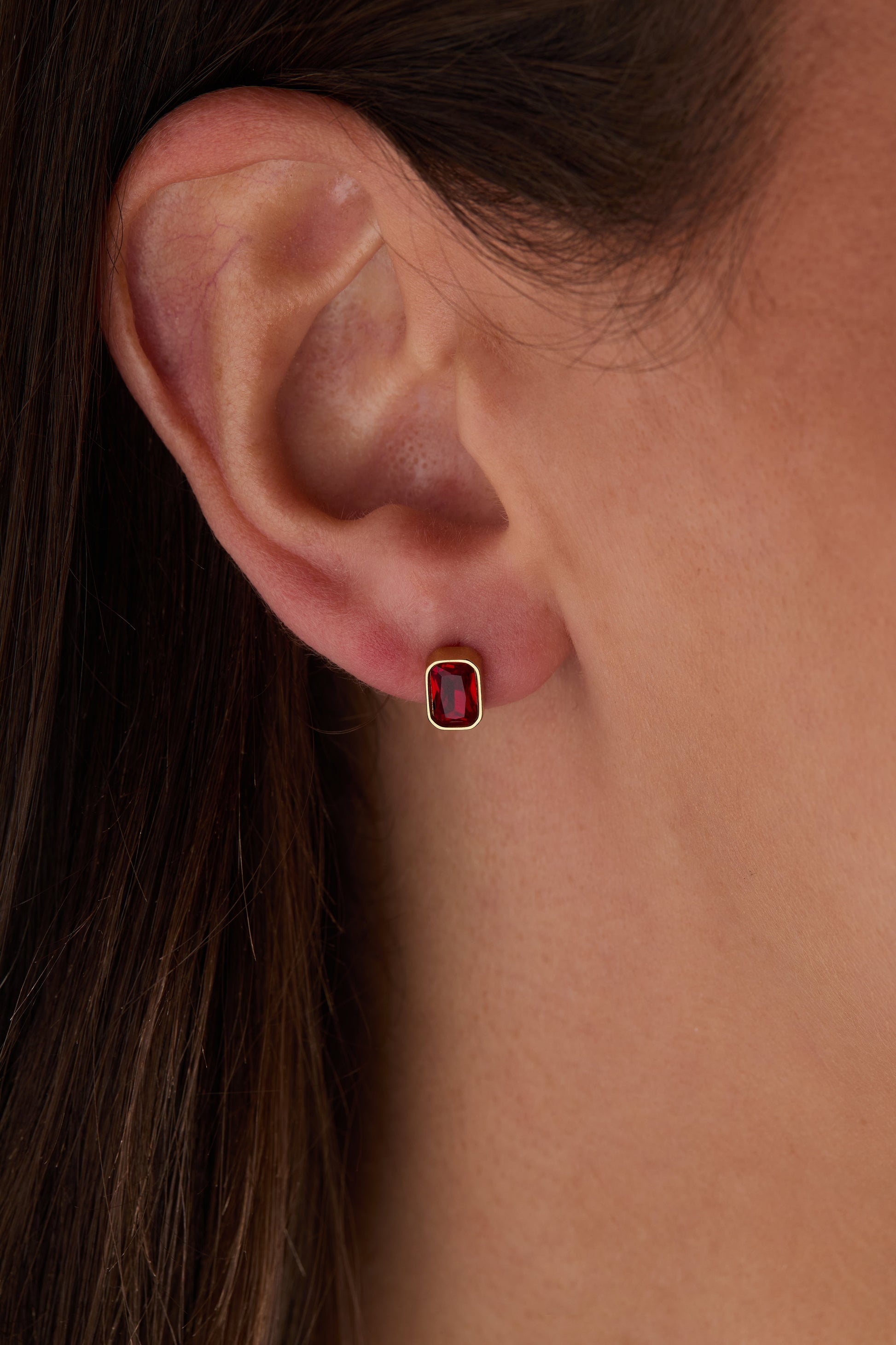 July Emerald-Cut Birthstone Stud Earrings ALEX AND ANI