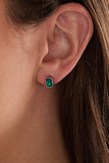 December Emerald-Cut Birthstone Stud Earrings ALEX AND ANI