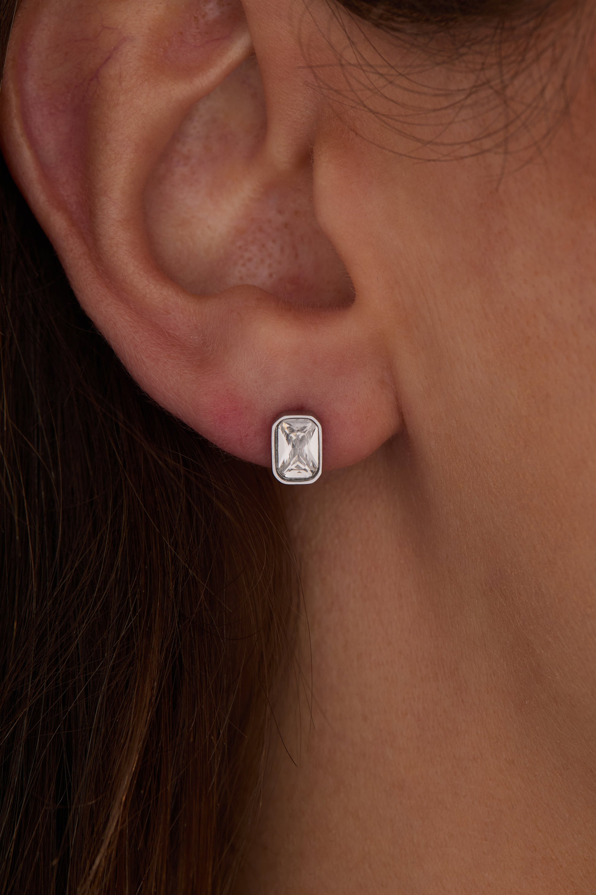 April Emerald-Cut Birthstone Stud Earrings ALEX AND ANI
